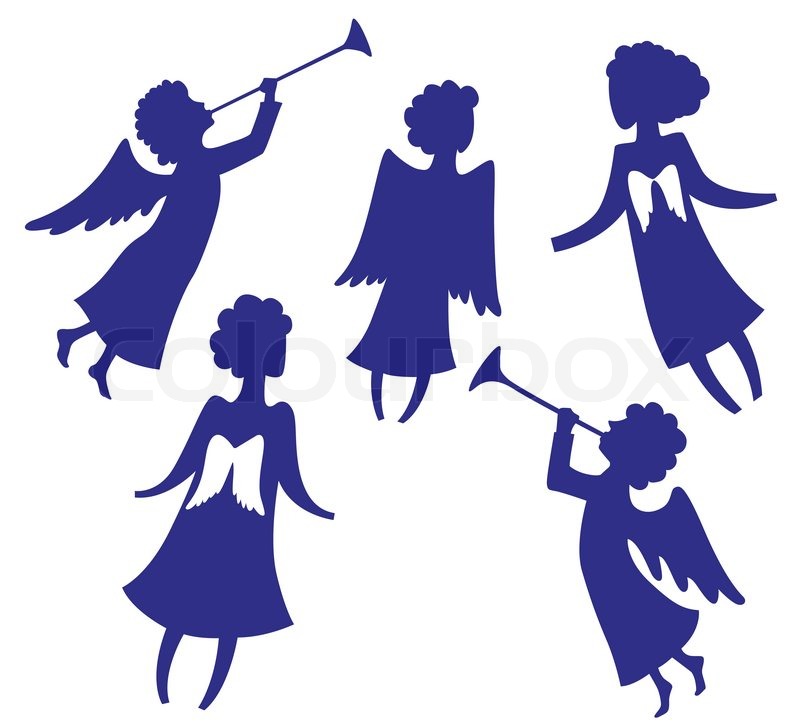 800x727 A Set Of Angel Silhouettes Fo Stock Vector Colourbox