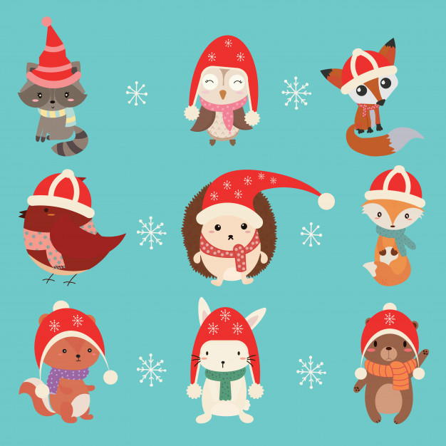 Christmas Set With Cute Animals Vector Premium Download 626x626 Christmas Set With Cute Animals Vector Premium Download