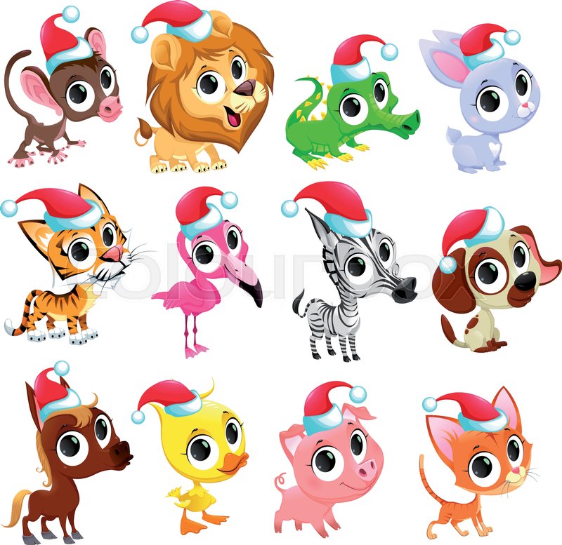 Funny Christmas Animals Vector Stock Vector Colourbox 800x777 Funny Christmas Animals Vector Stock Vector Colourbox