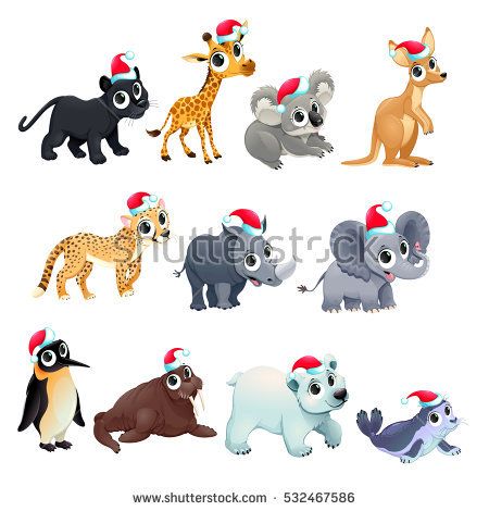Funny Christmas Animals Vector Isolated Elements Good Image 450x470 Funny Christmas Animals Vector Isolated Elements Good Image