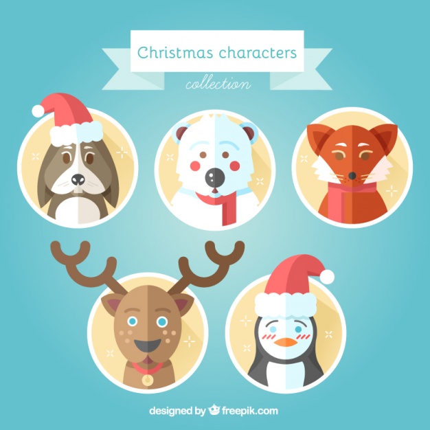 Lovely Christmas Animals In Flat Design Vector Free Download 626x626 Lovely Christmas Animals In Flat Design Vector Free Download