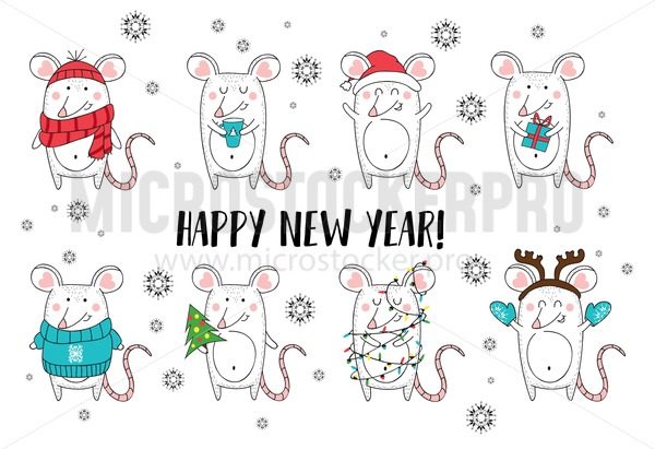 New Year And Christmas Rat Characters Christmas Animals Simple 600x411 New Year And Christmas Rat Characters Christmas Animals Simple