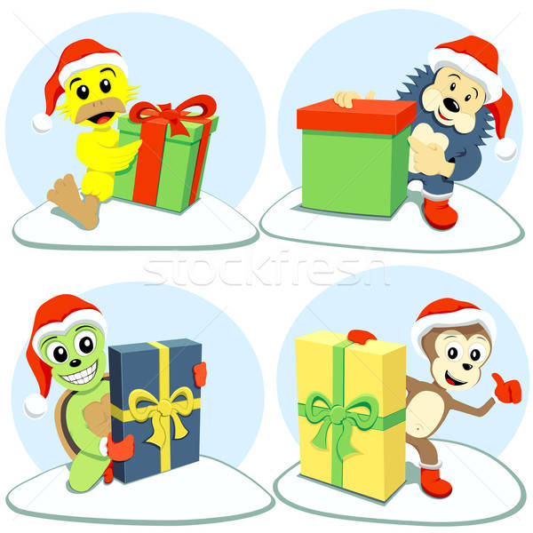 Merry Christmas Cartoon Animals Vector Illustration Volodymyr 600x600 Merry Christmas Cartoon Animals Vector Illustration Volodymyr