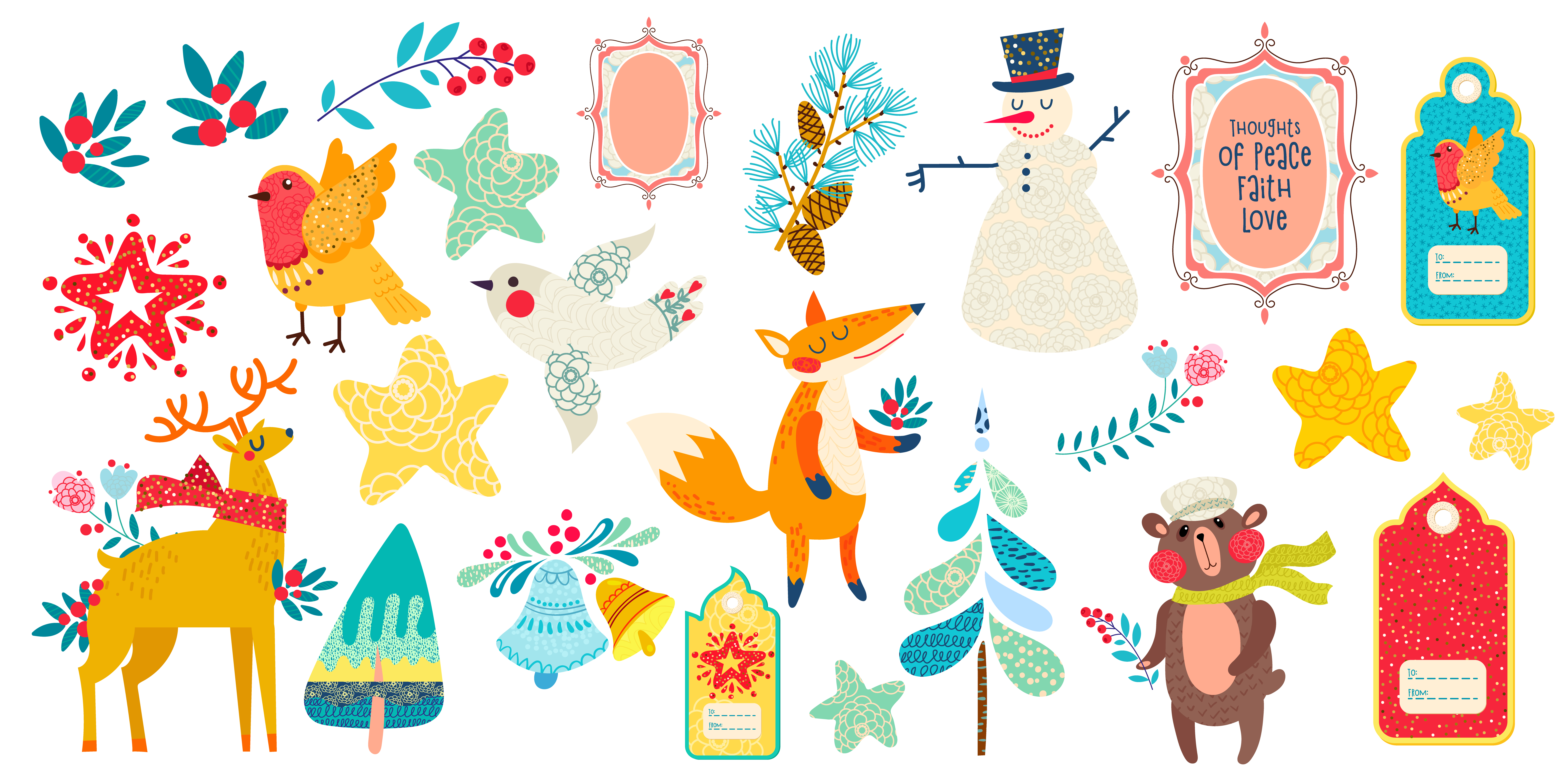 Christmas Animals Free Vector Art 8000x4000 Christmas Animals Free Vector Art