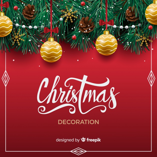 Christmas Background With Realistic Decoration Vector Free Download 626x626 Christmas Background With Realistic Decoration Vector Free Download