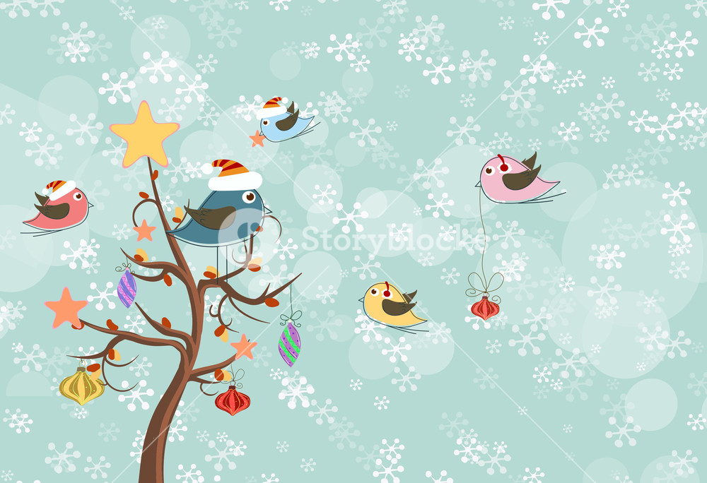 Vector Christmas Background With Birds Royalty Free Stock Image 1000x684 Vector Christmas Background With Birds Royalty Free Stock Image