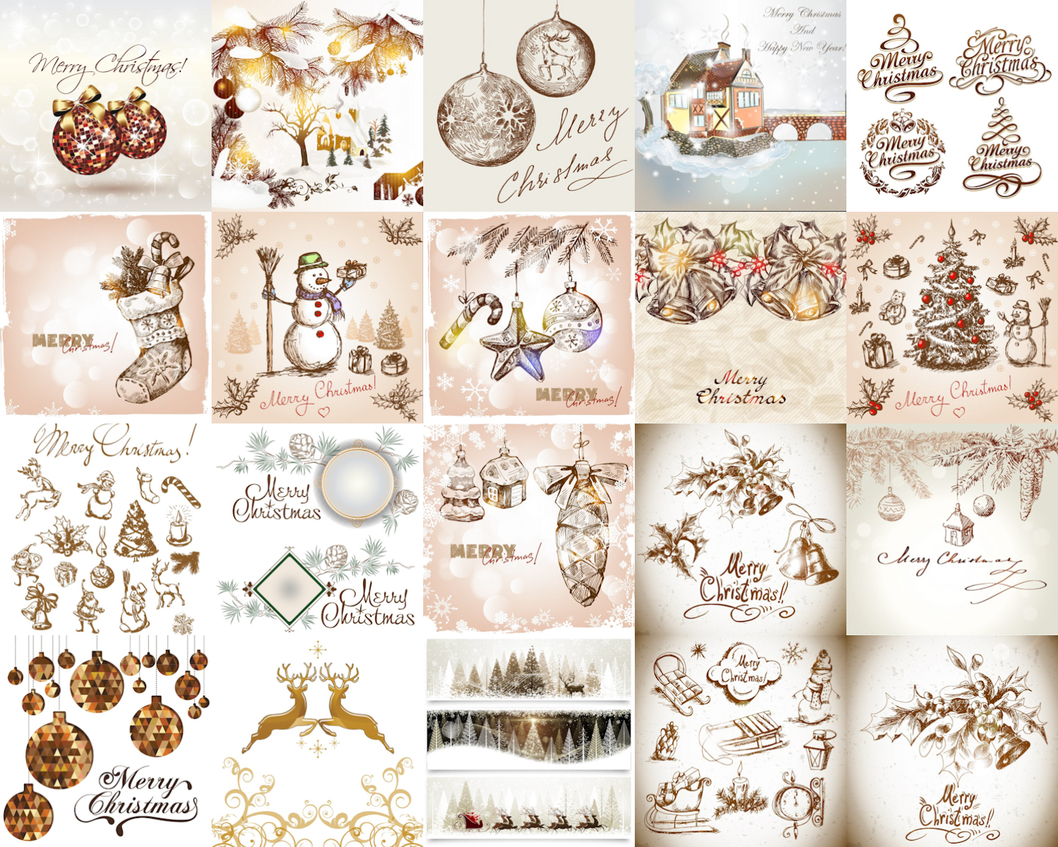 1500x1200 Retro Merry Christmas Backgrounds Vector Free Download