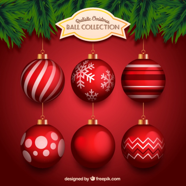 626x626 Realistic Collection Of Red Christmas Balls Vector Free Download