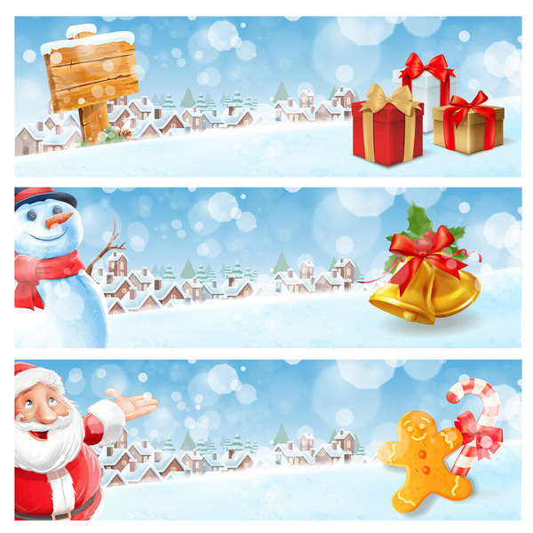 600x600 Christmas Banner With Winter Town Vector Free Download