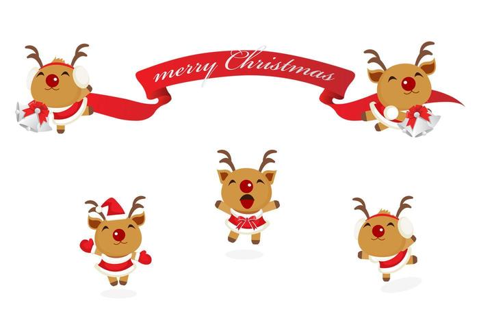 700x490 Happy Reindeer And Christmas Banner Vector Pack