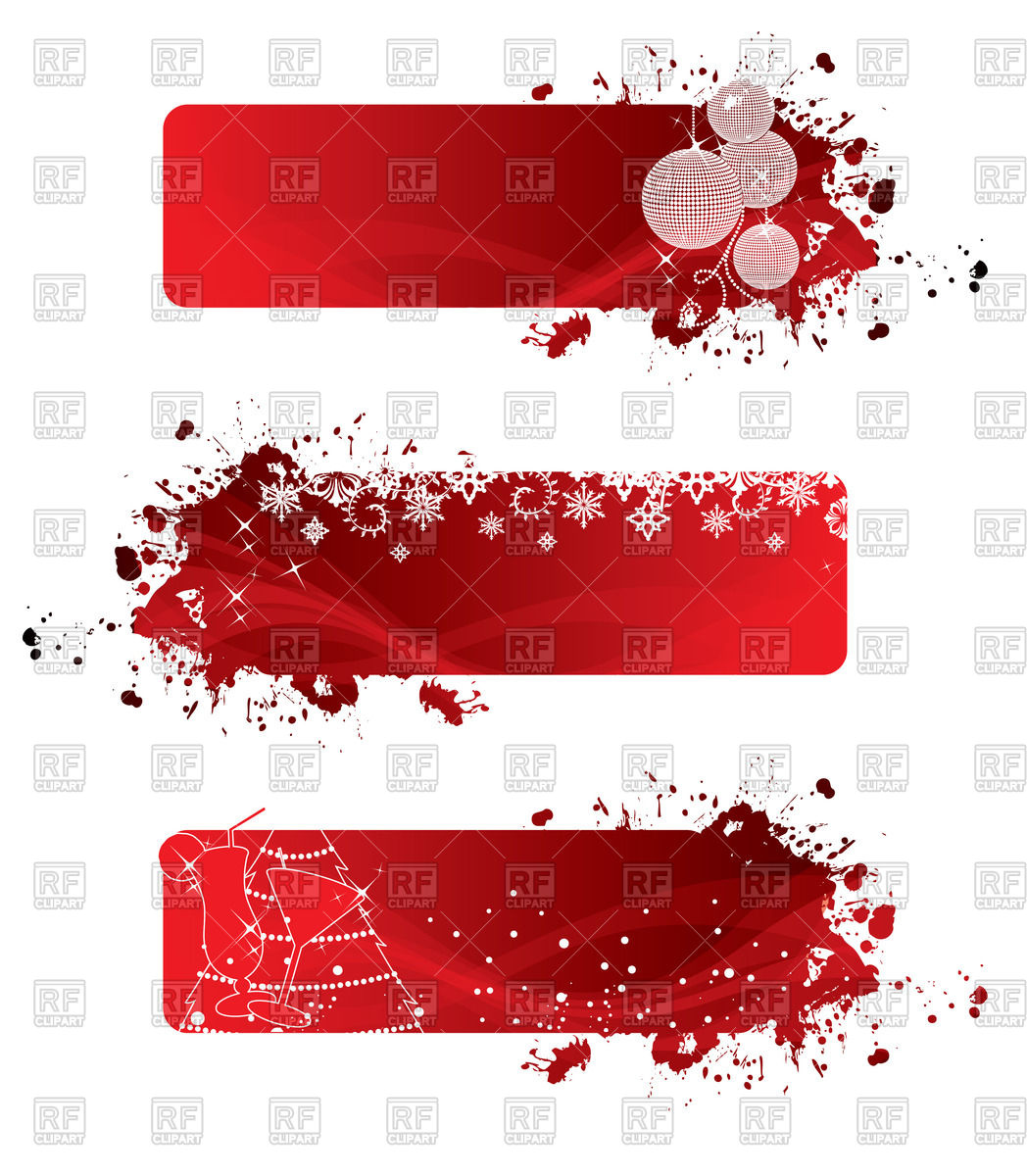 1048x1200 Red Christmas Banners With Snowflakes, Fir Tree And Christmas Ball