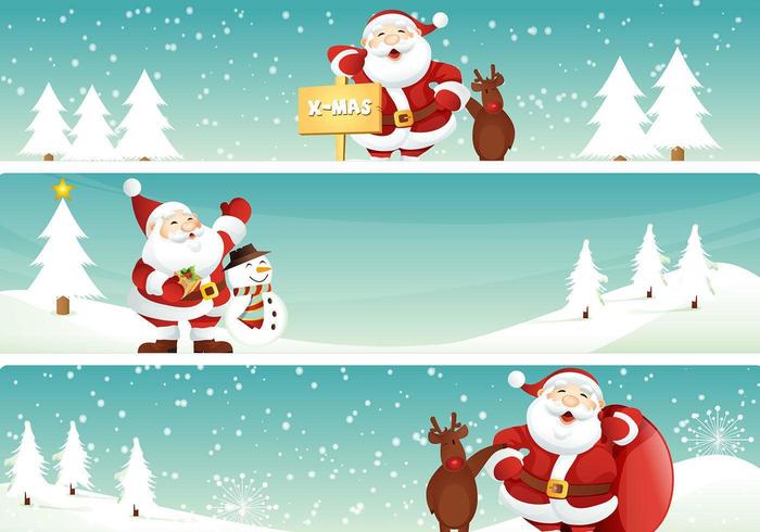 700x490 Santa And Reindeer Christmas Banner Vector Pack