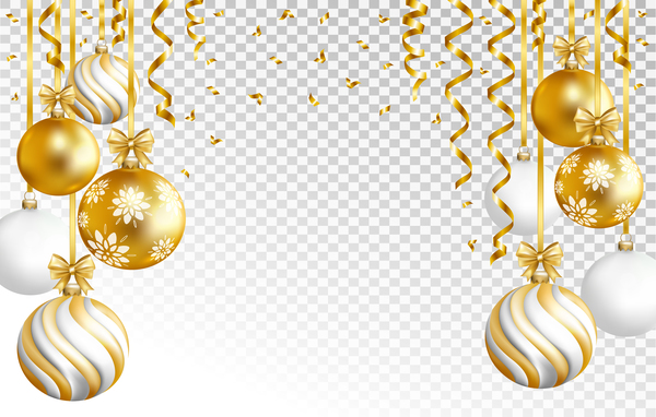 600x382 Christmas Golden Baubles Vector Illustration Free Download
