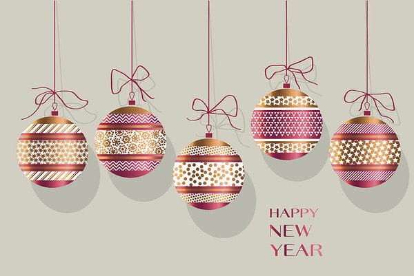 600x401 Xmas Ornamented Bauble Vector Illustration New Year Tree