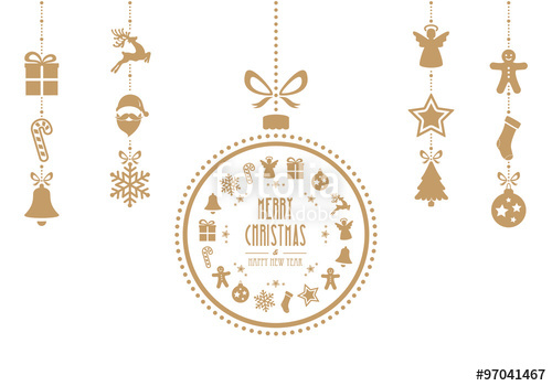500x350 Christmas Bauble Ornaments Gold Isolated Background Stock Image