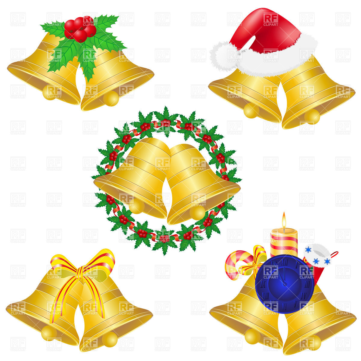 1200x1200 Christmas Bells Set Icons Vector Image Of Objects Konturvid