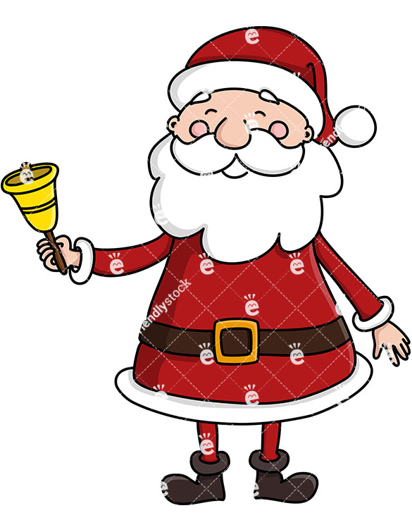 585x755 Santa Claus Ringing A Christmas Bell Vector Clipart