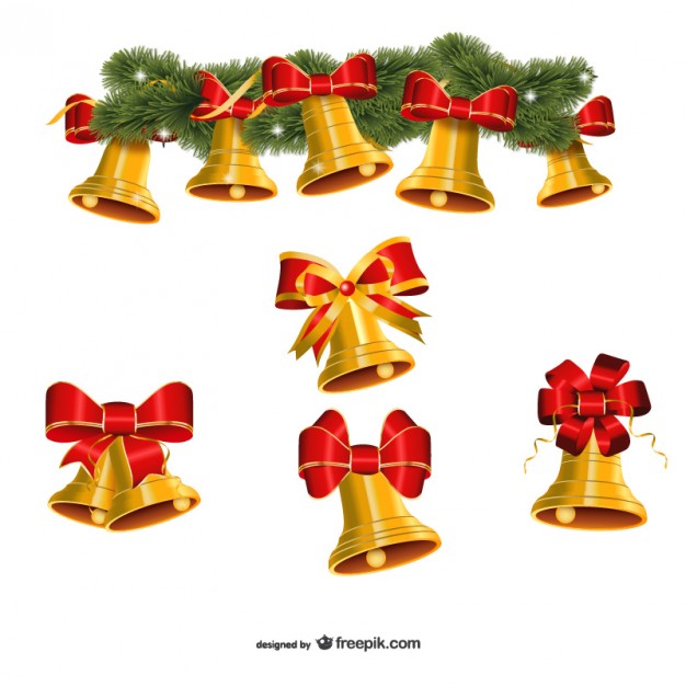 626x626 Set Of Golden Christmas Bells Vector Vector Free Download