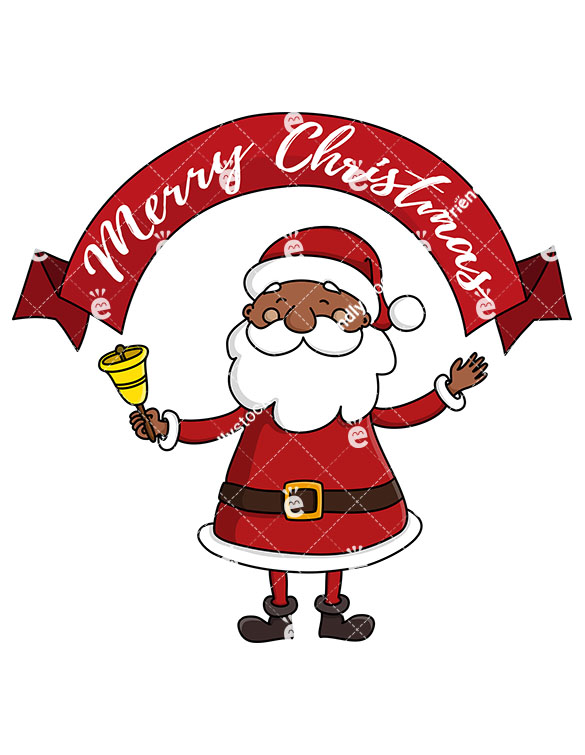 585x755 Black Santa Claus Smiling Ringing A Christmas Bell Clipart