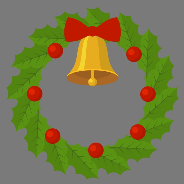 640x640 Christmas Bell Vector, Bell, Christmas, Holly Png And Vector