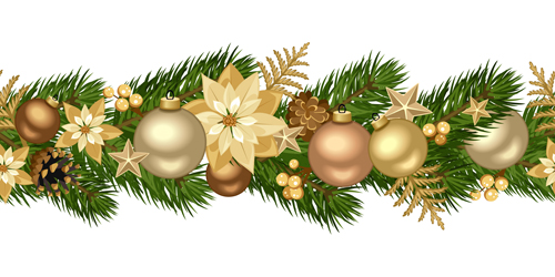 500x250 Christmas Decorative Seamless Borders Vectors Free Download