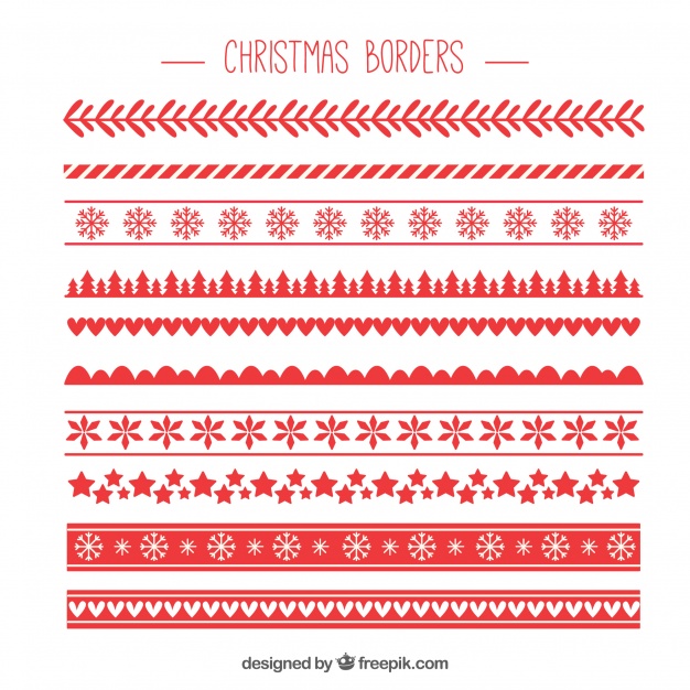 626x626 Red Pack Of Christmas Borders Vector Free Download