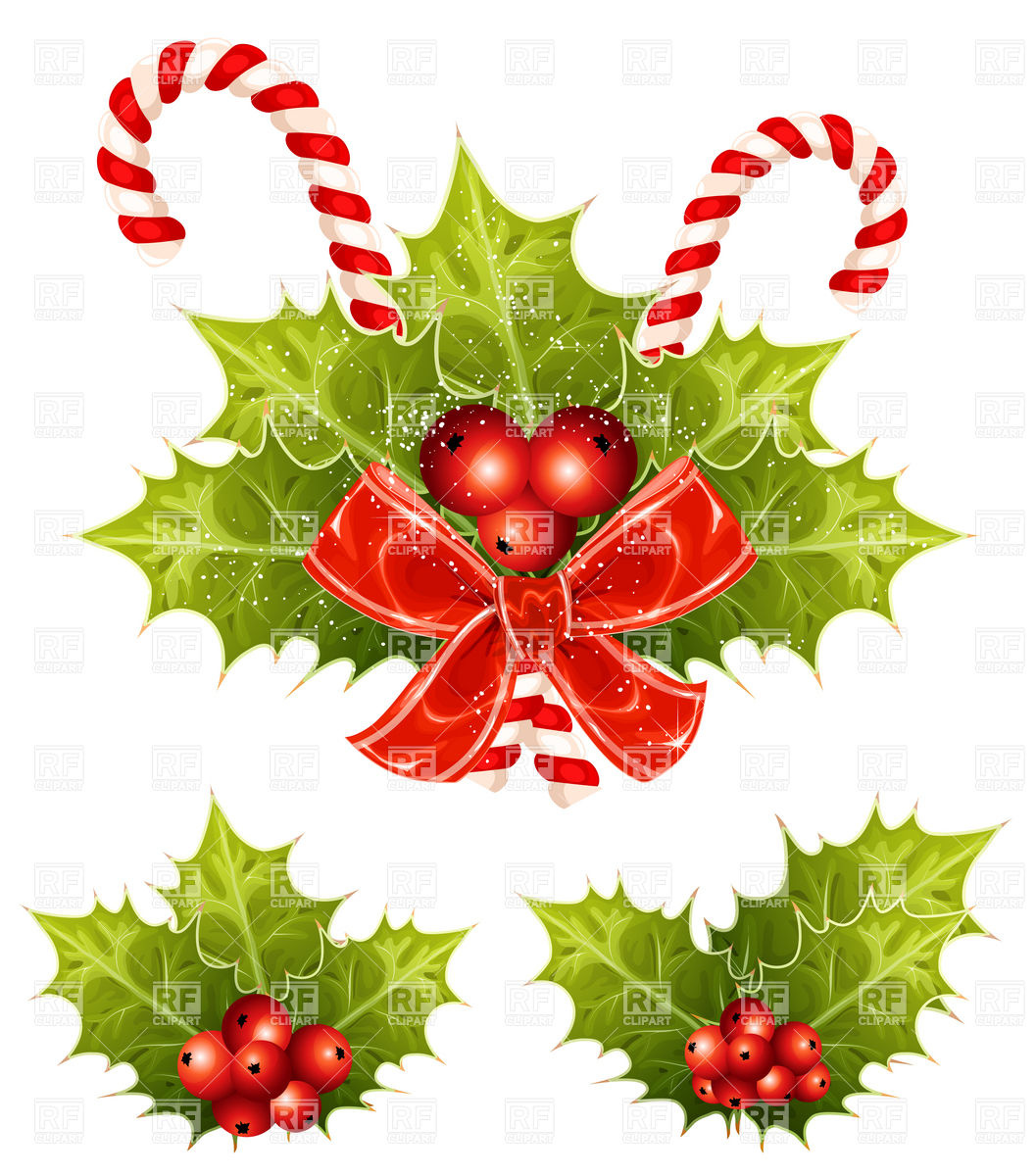 Christmas Holly With Candy Canes And Red Bow Vector Image 1057x1200 Christmas Holly With Candy Canes And Red Bow Vector Image