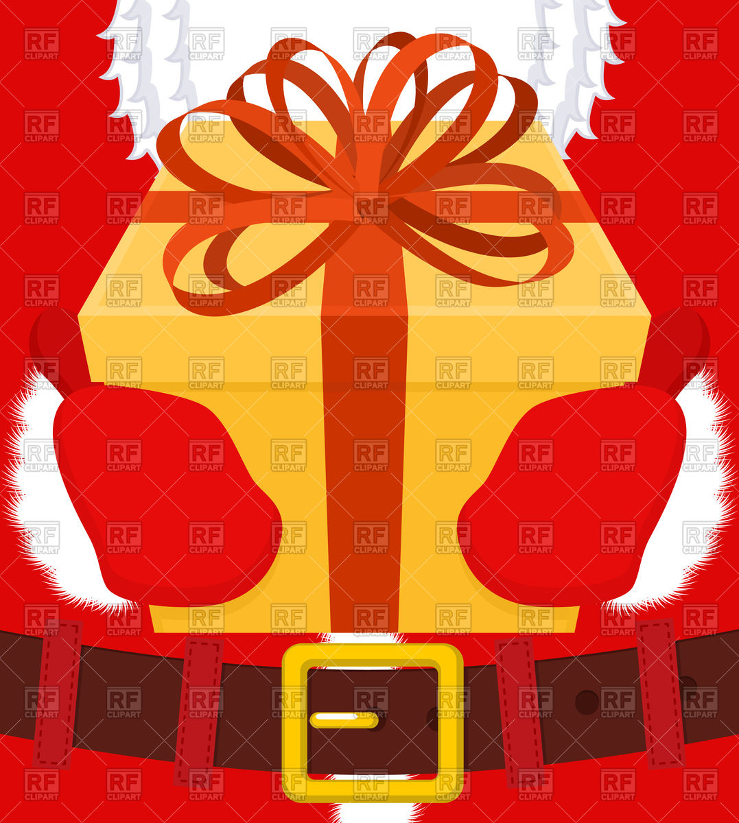 Santa Gives Gift For Christmas Box With Bow Vector Image 1077x1200 Santa Gives Gift For Christmas Box With Bow Vector Image