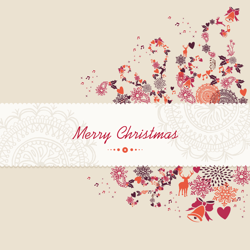 810x810 Exquisite Pattern Christmas Card Vector Free Vector Graphic Download