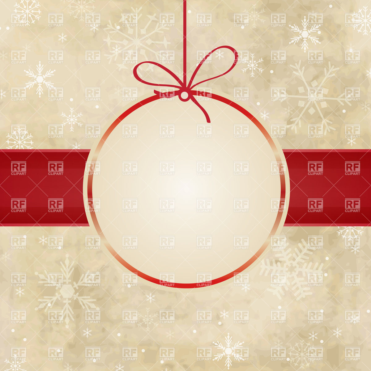 1200x1200 Winter Christmas Card With Snowflakes And Round Frame Vector Image