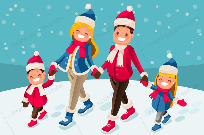 690x459 Christmas Family Photo Isometric People Vector