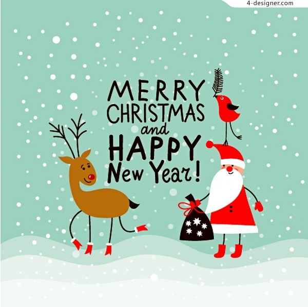 600x599 Designer Merry Christmas Cartoon Vector Material