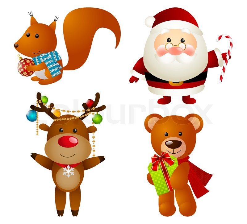 800x726 Set Of Christmas Cartoon Characters Stock Vector Colourbox