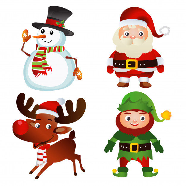 626x626 Set Of Christmas Cartoon Characters Vector Premium Download