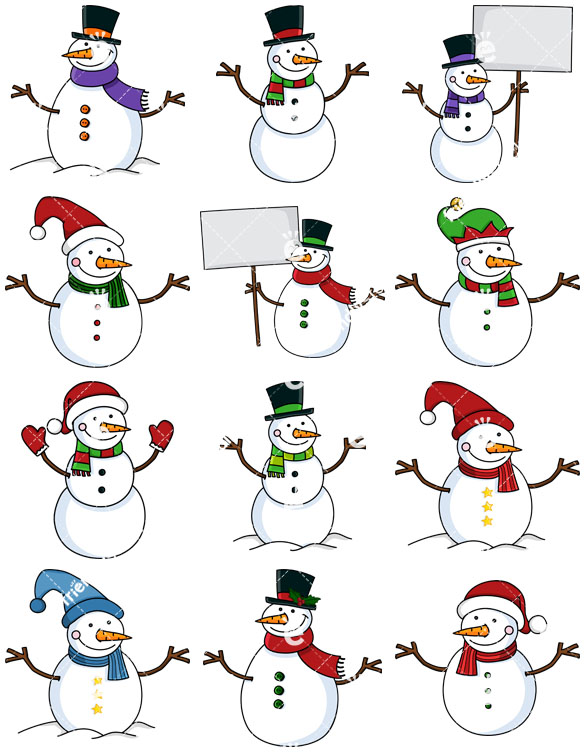 585x755 Snowman Cartoons Vector Clipart Collection