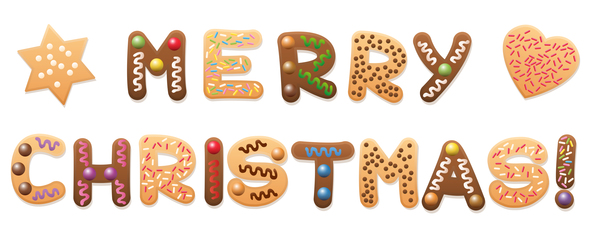 600x239 Merry Christmas Cookies Gingerbread Text Design Vector Free Download