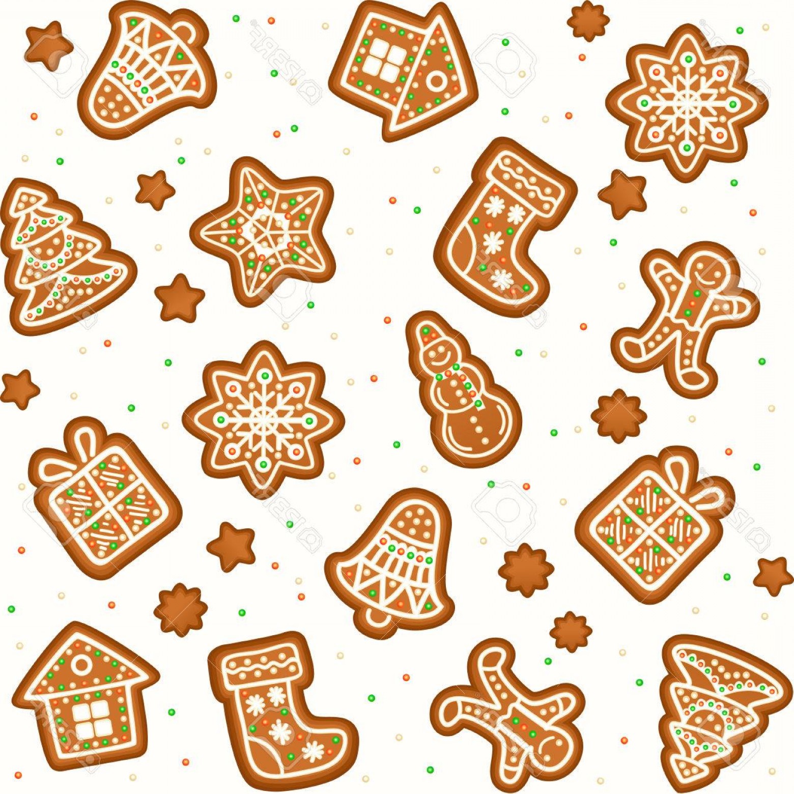 1560x1560 Photostock Vector Seamless Pattern With Gingerbread Christmas