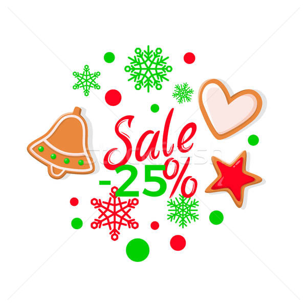 600x600 Sale Percents, Bright Christmas Cookies Vector Vector