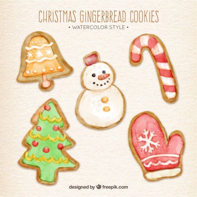 626x626 Various Christmas Watercolor Ornamental Cookies Free Vector My