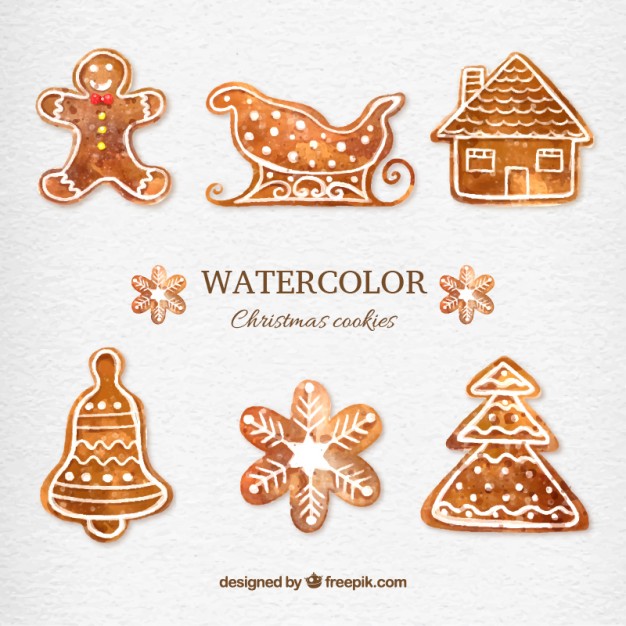 626x626 Watercolor Christmas Cookies Vector Free Download