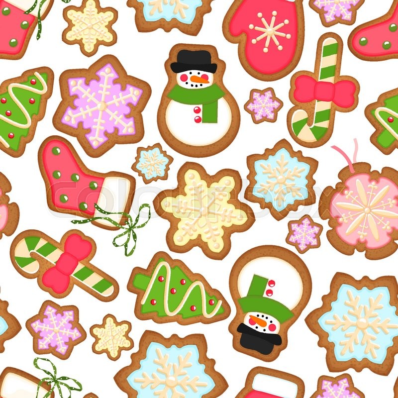 800x800 Christmas Cookies Background Seamless Stock Vector Colourbox