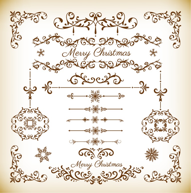 Christmas Decorative Floral Elements Vector Set Free Vector 762x768 Christmas Decorative Floral Elements Vector Set Free Vector