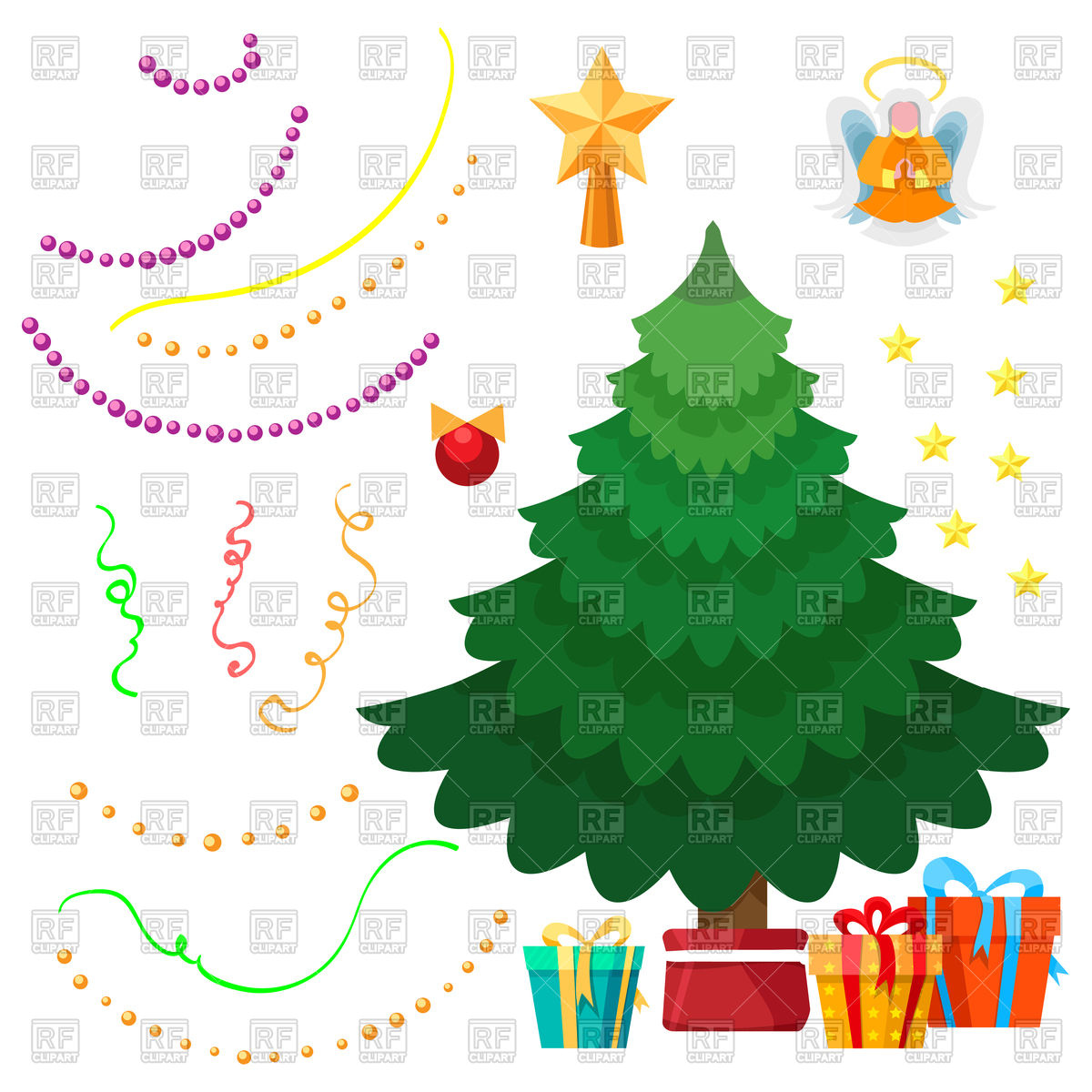 Dress Up Christmas Tree Set With Decorations Vector Image 1200x1200 Dress Up Christmas Tree Set With Decorations Vector Image