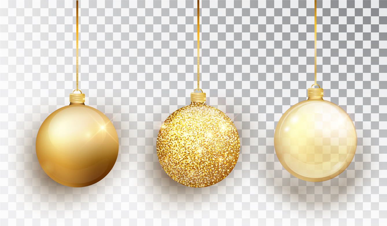 Gold Christmas Tree Toy Set Isolated On A Transparent Background 1338x784 Gold Christmas Tree Toy Set Isolated On A Transparent Background