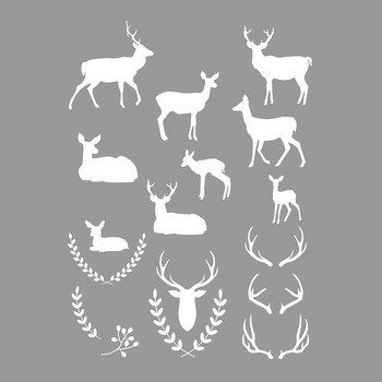 350x350 Deer Clipart, White Deer Silhouette, Black Deer Graphics