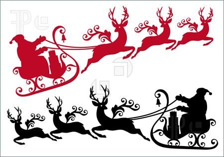450x315 Reindeer Clipart Santa With Sleigh And Reindeer, Vector