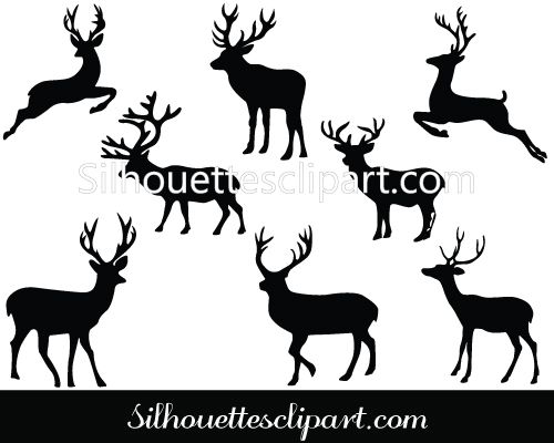 500x400 Christmas Deer Silhouette Vector Download Reindeer Vector