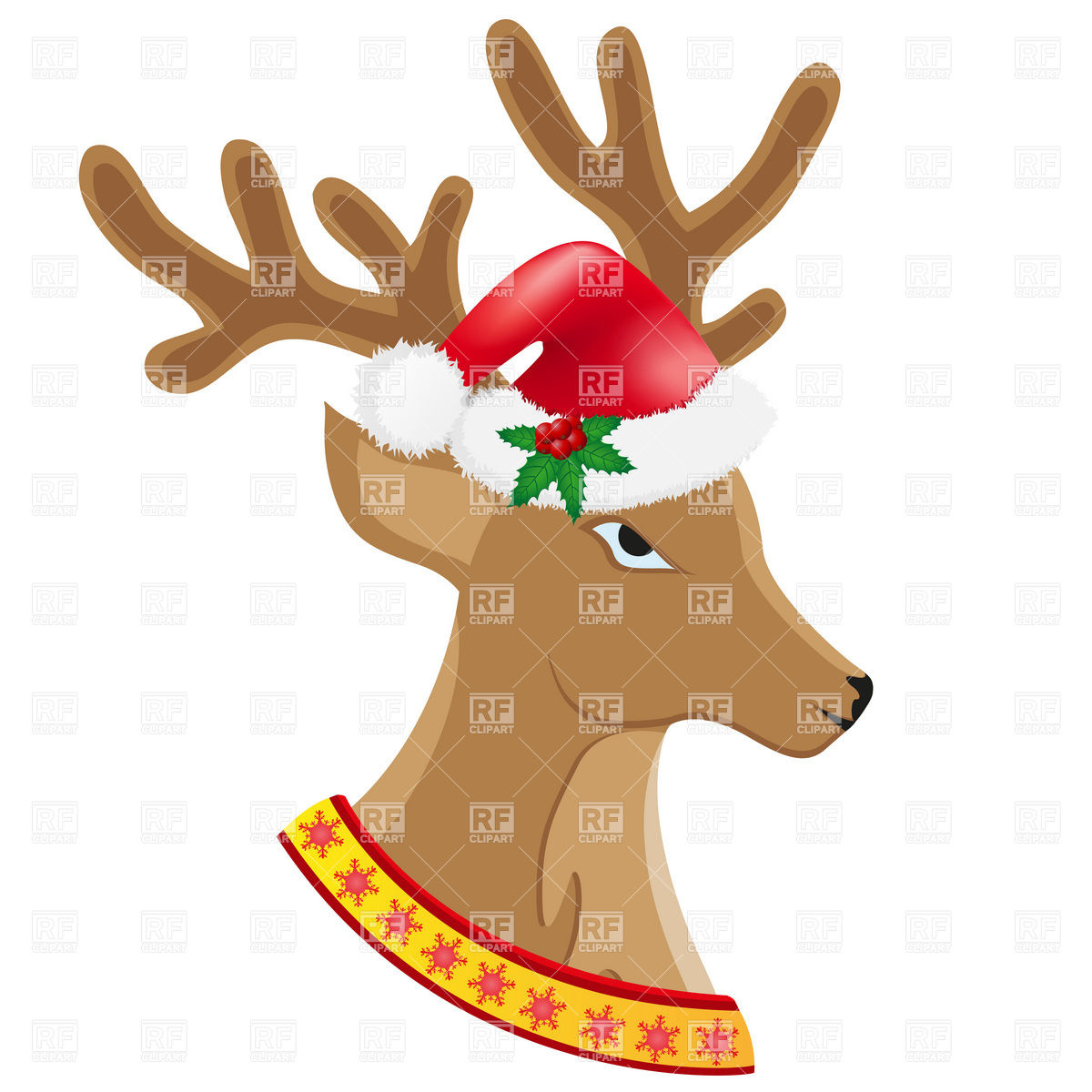 1200x1200 Christmas Deer In Santa's Hat Vector Image Of Plants And Animals