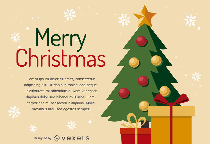 828x570 Flat Christmas Tree Card Design