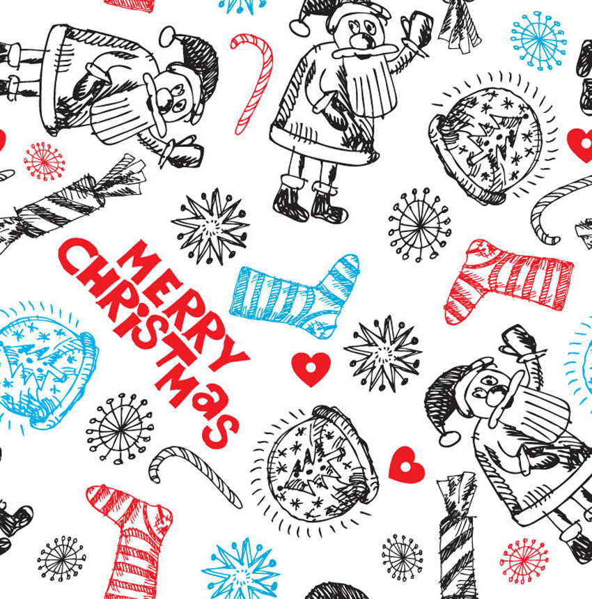 850x860 Christmas Doodles Vector